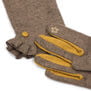 Grey and yellow frill wool gloves
